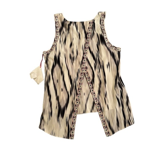 Parker Women's Sleeveless Caroline Ikat Split Back Top Size S Black Cream NWT - Picture 5 of 7